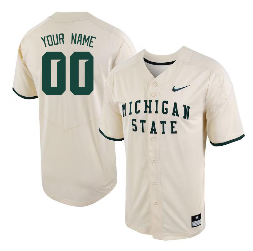 Custom Michigan State Spartans Name And Number College Baseball Jerseys Stitched-Cream - Click Image to Close